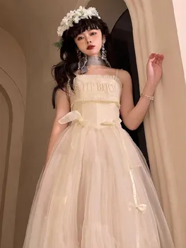 Элегантное платье Kawaii в балетном стиле Lolita Girls Jsk с цветочным рисунком, Подарок на Свадьбу, День Рождения, Женское Модное Белое платье Lolita